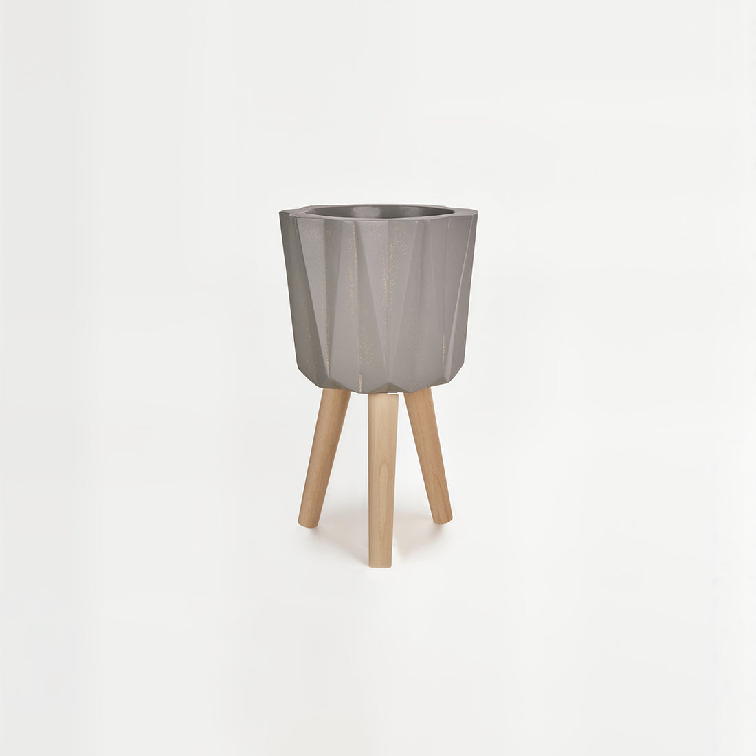 Darnell Small Grey Multifaceted Planter