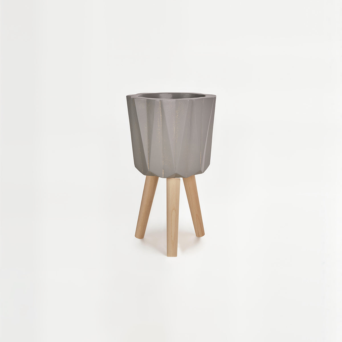 Darnell Small Grey Multifaceted Planter