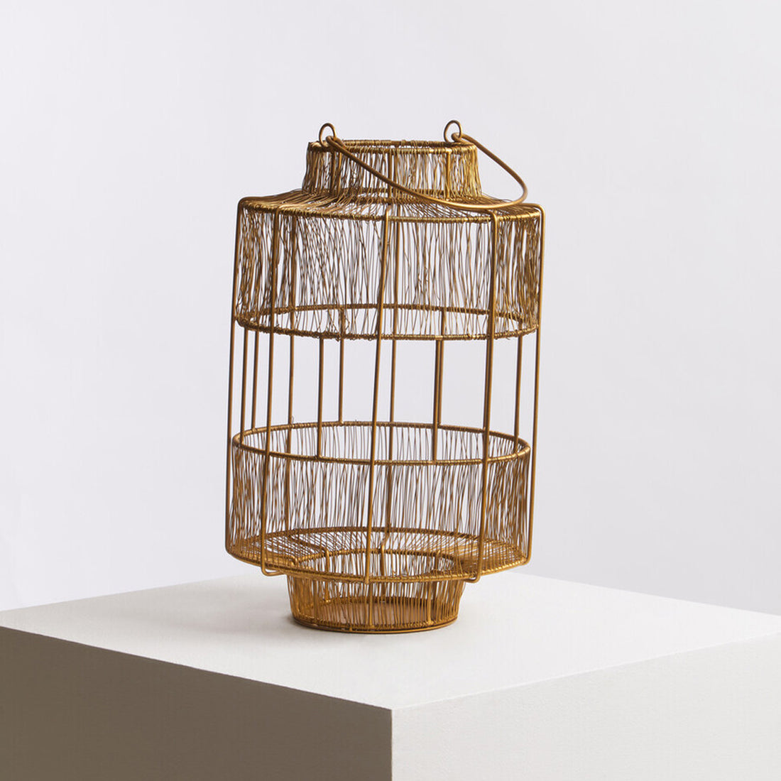 Enzo Large Gold Wire Lantern