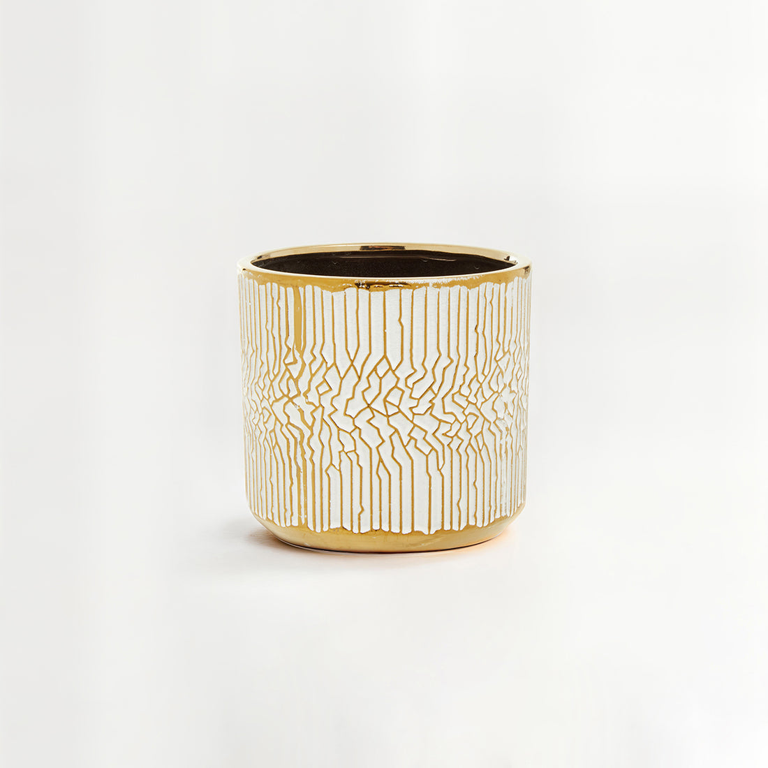 Honna Small White Gold Ceramic Planter