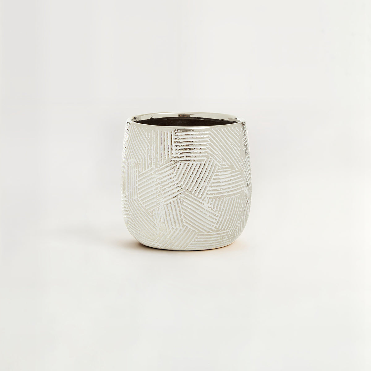 Honna Small White Silver Ceramic Planter