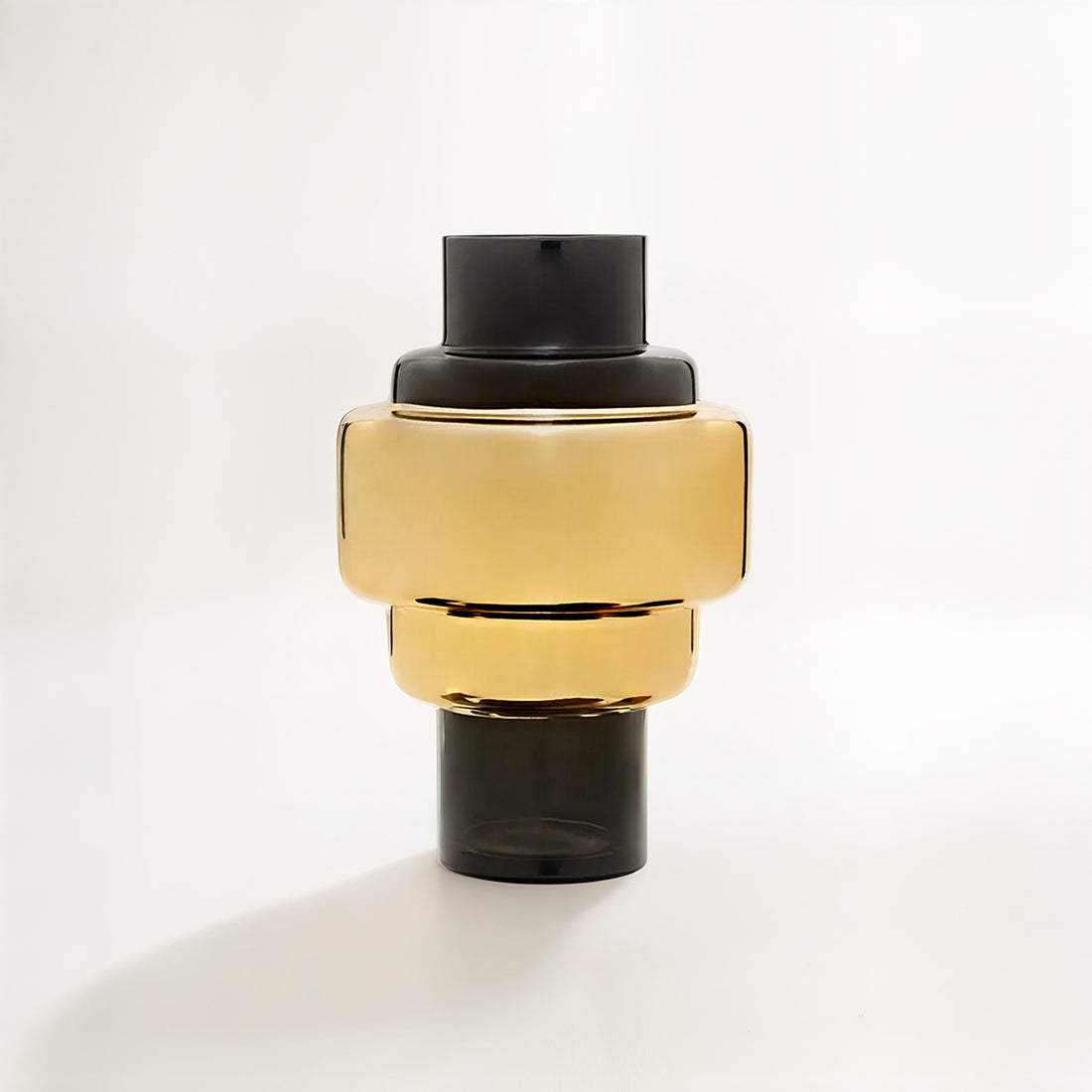 Cayden Small Smoked Black And Gold Vase