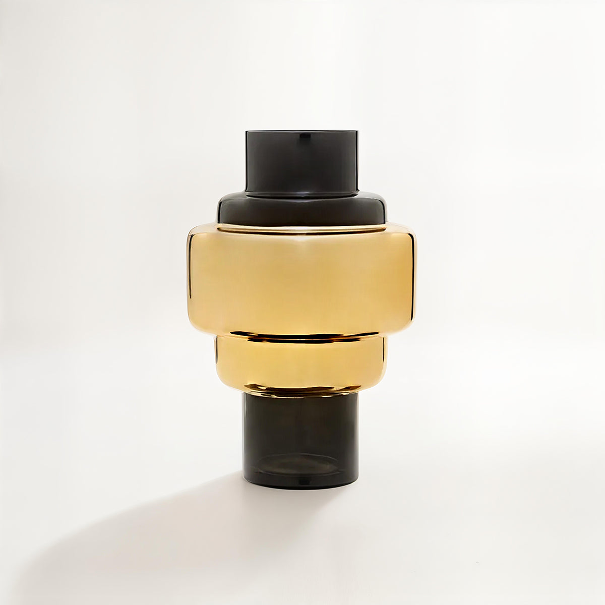 Cayden Small Smoked Black And Gold Vase