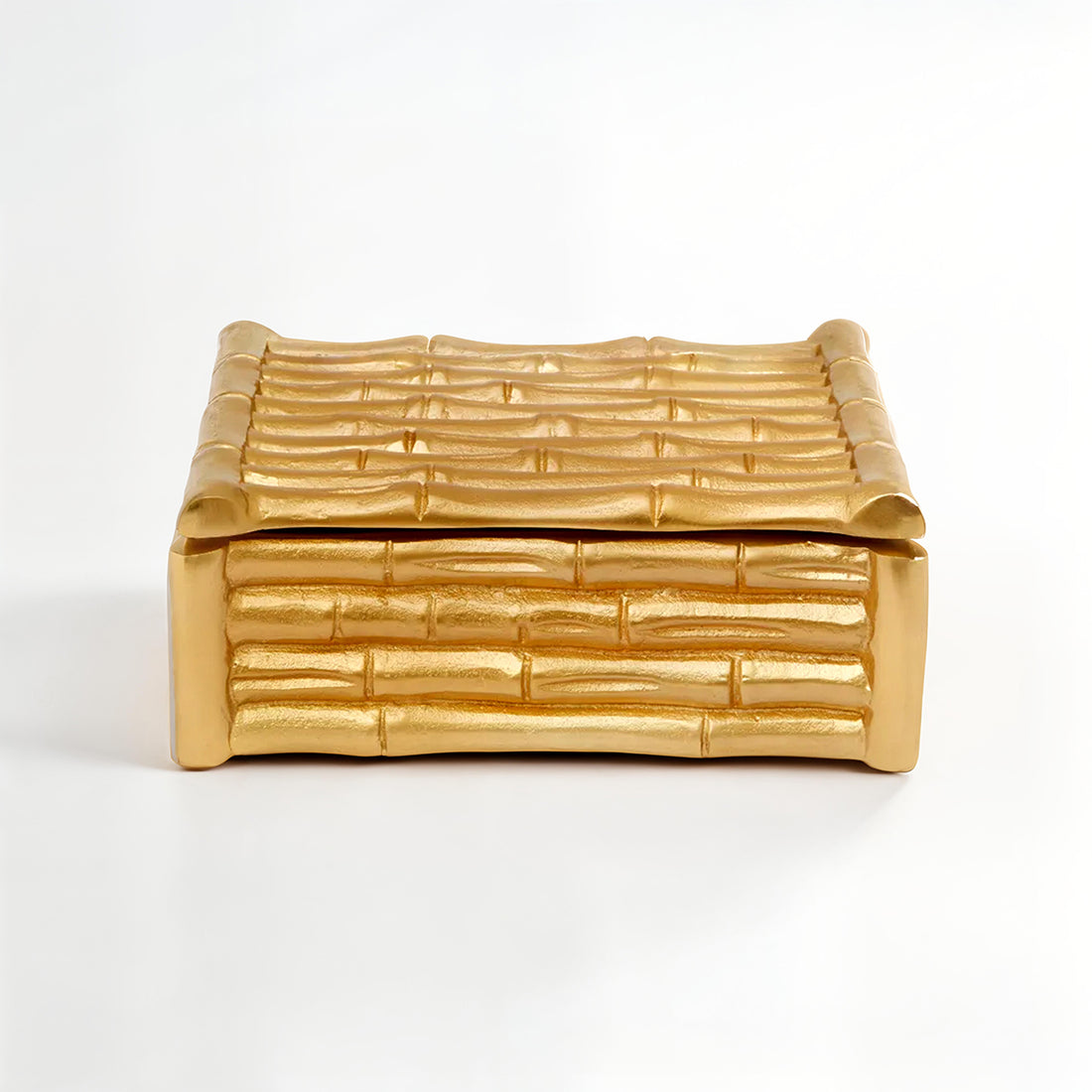 Hiba Small Gold Finish Bamboo Effect Trinket Box