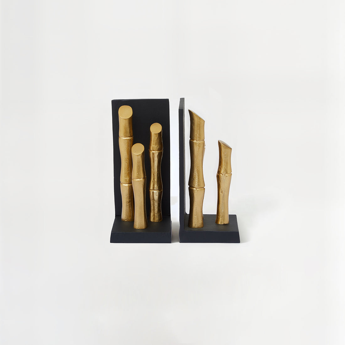 Hiba Set Of Two Gold Finish Bamboo Effect Bookends