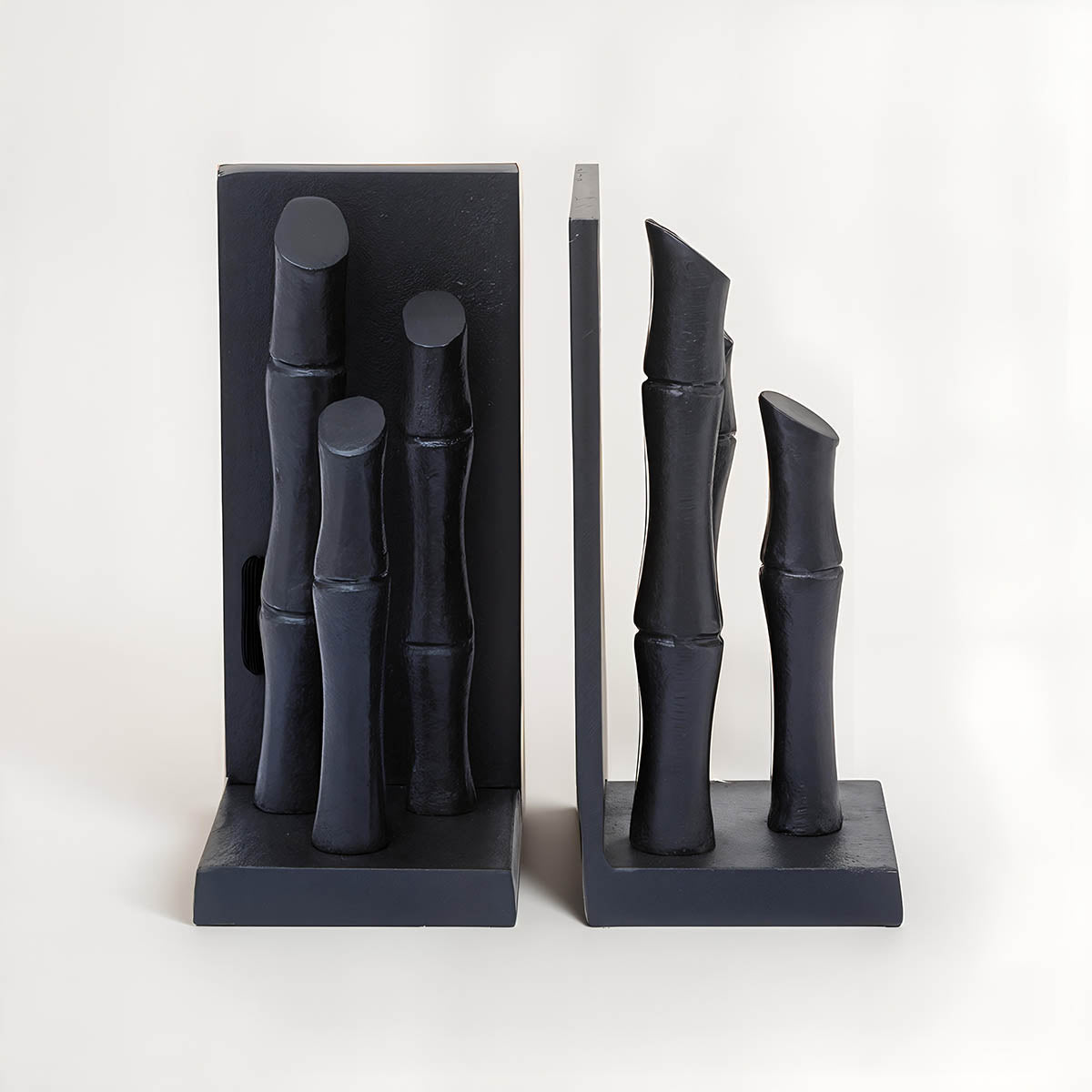 Hiba Set Of Two Black Finish Bamboo Effect Bookends