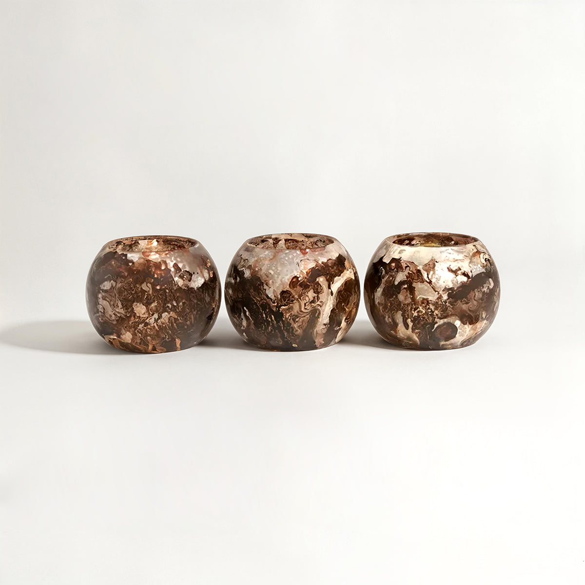 Garan Set Of 3 Brown Tealight Holders