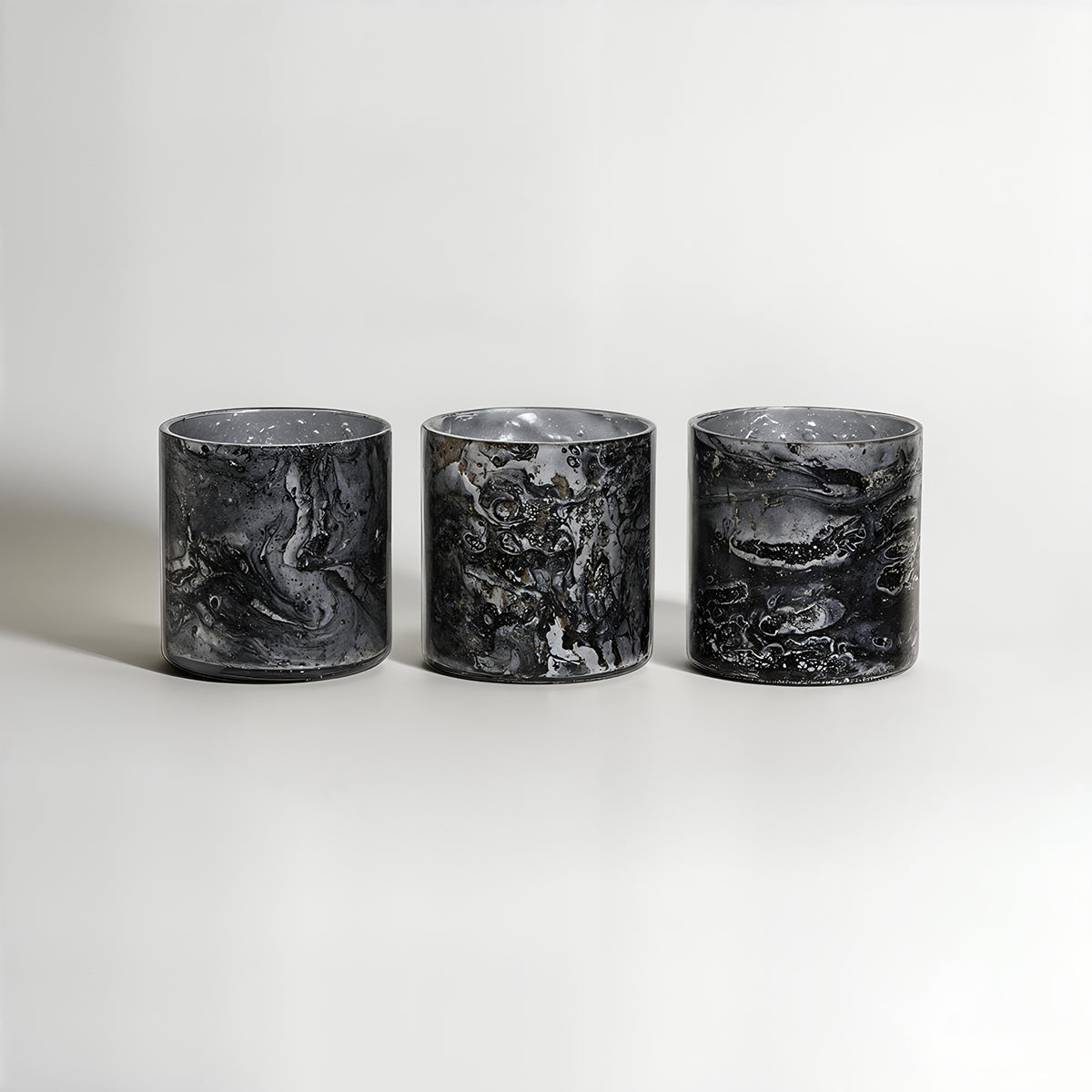 Garan Set Of 3 Grey Tealight Holders