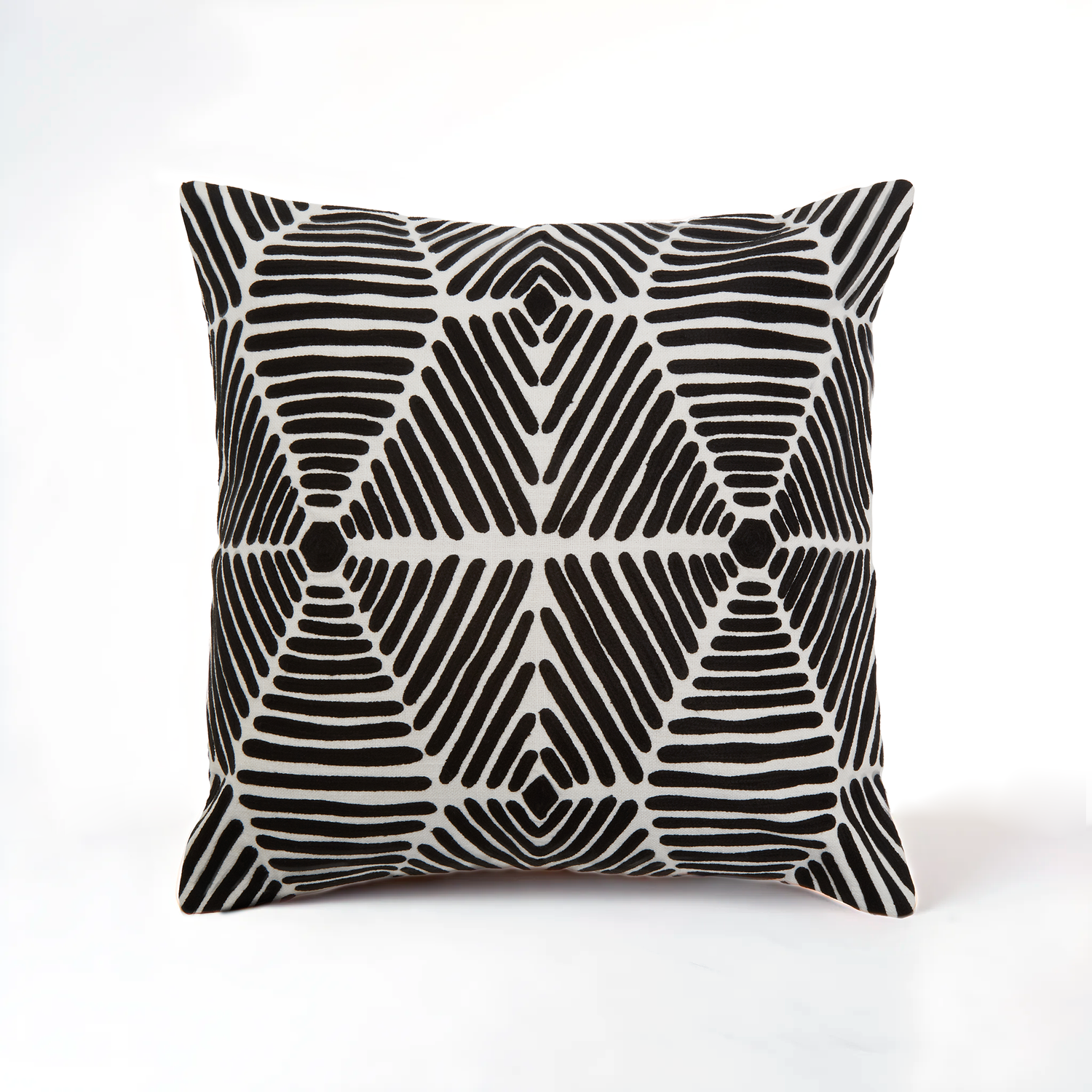 Bosie Ozella Black And White Square Embroidered Cushion