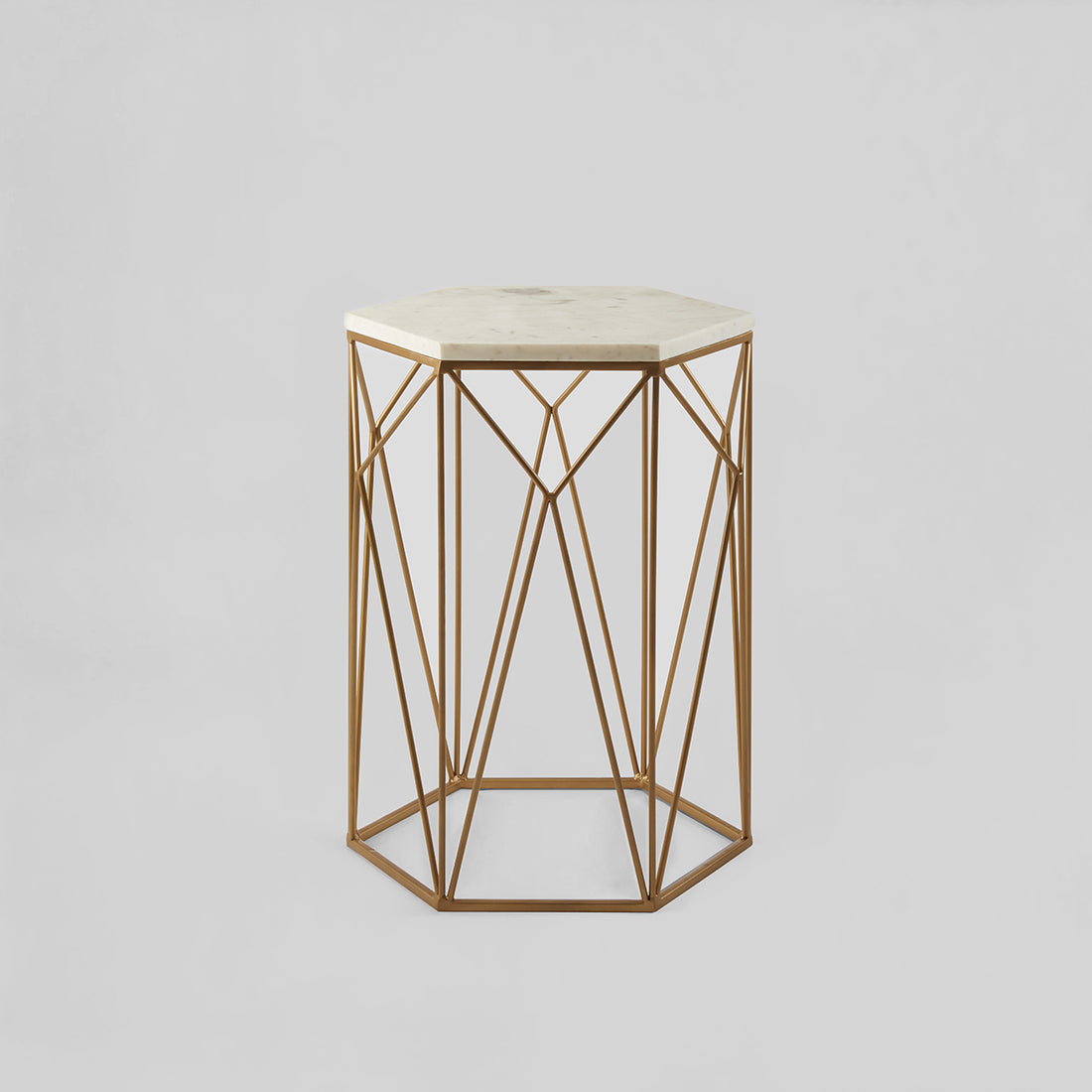 Shalimar Marble top Side Table With Geometric Base