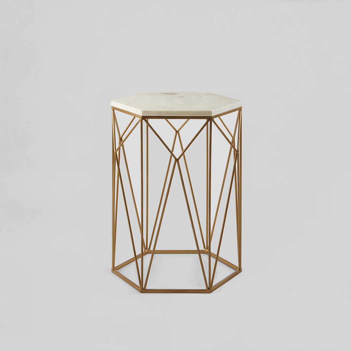 Shalimar Marble top Side Table With Geometric Base