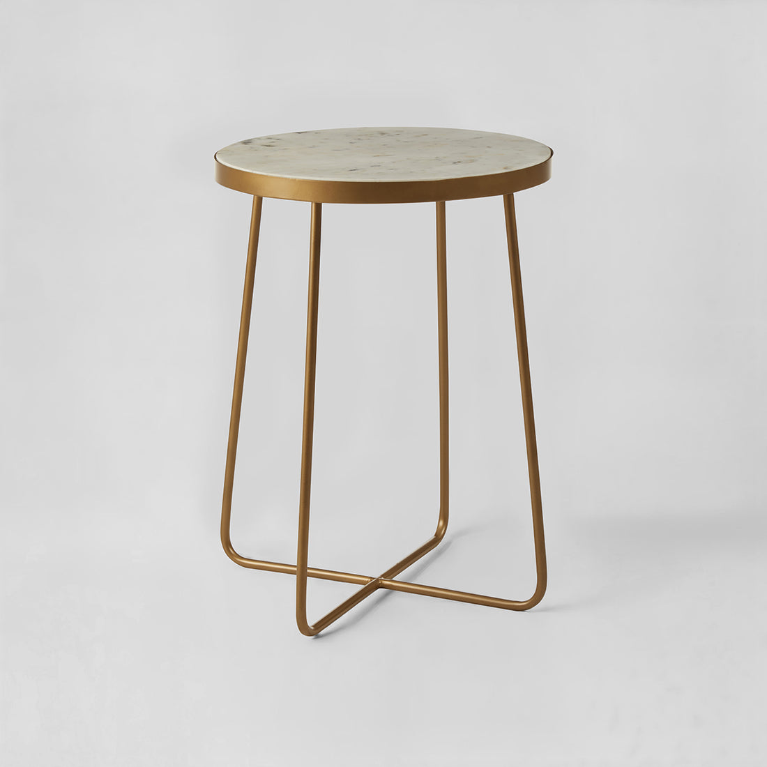 Shalimar Round Marble top Side Table With Cross Base