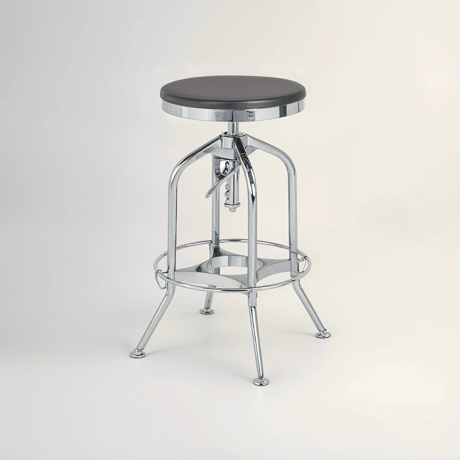 Gator Ash Wood Silver Chromed Metal Stool