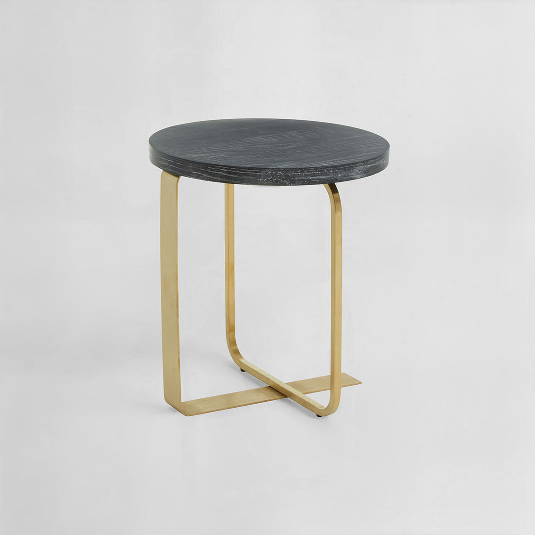 Lena Black And Gold Round Top Side Table