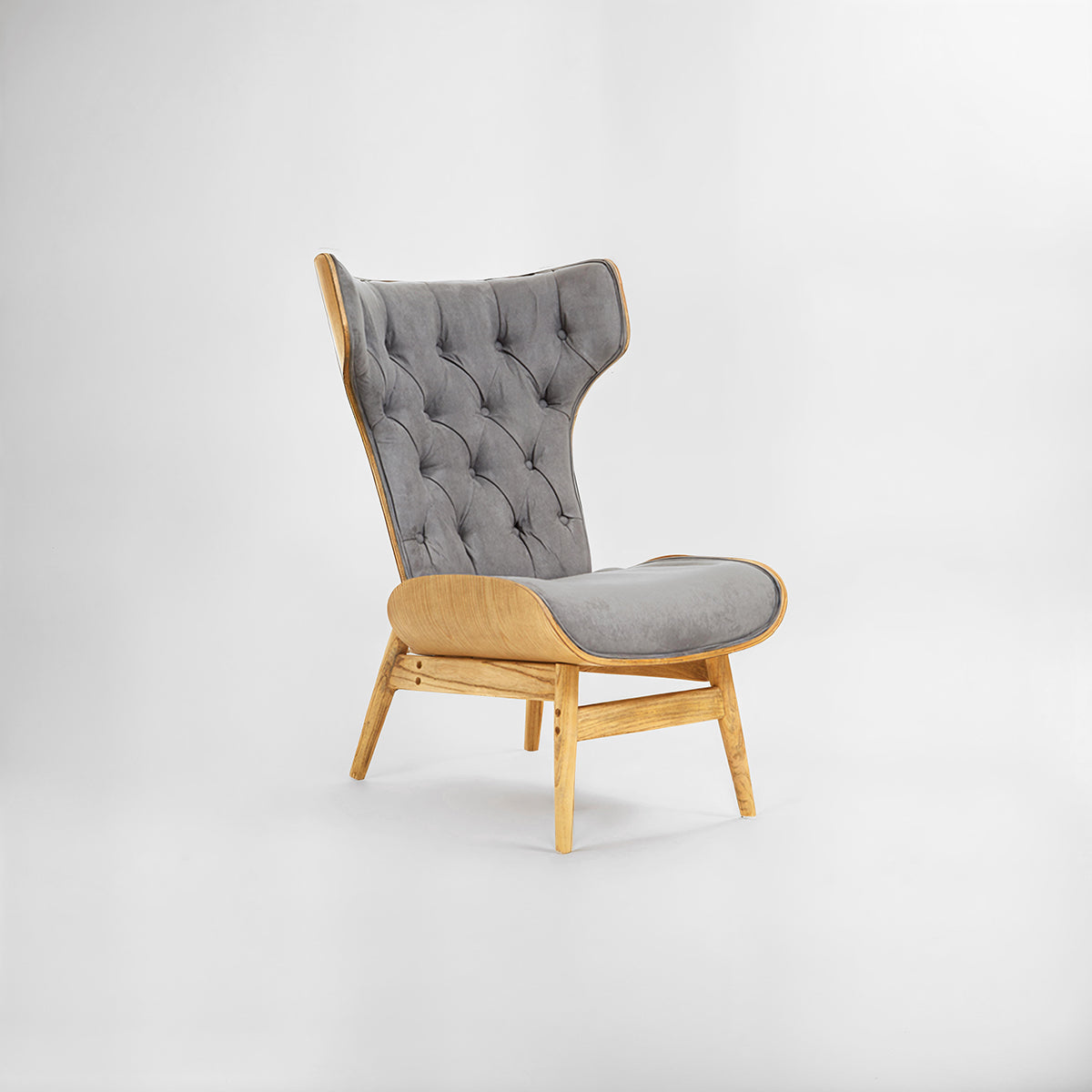 Vinsi Dark Grey Velvet Chair with Winged Back