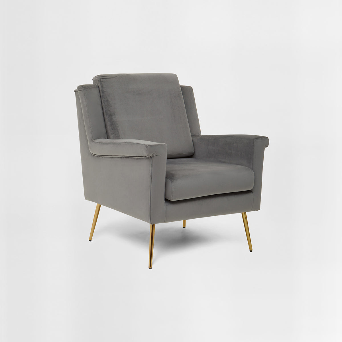 Salma Grey Velvet Armchair.