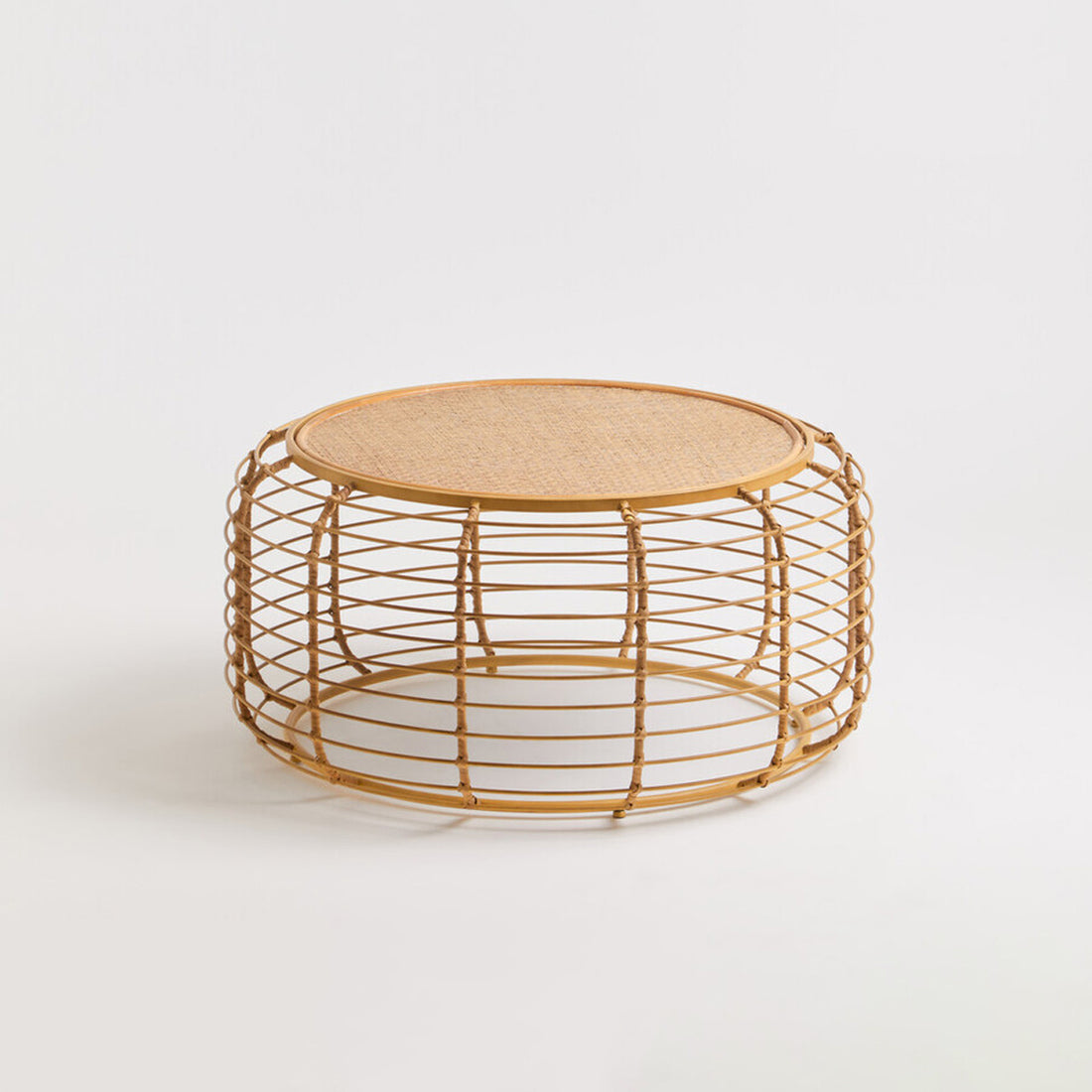 Trento Round Coffee Table With Rattan Top