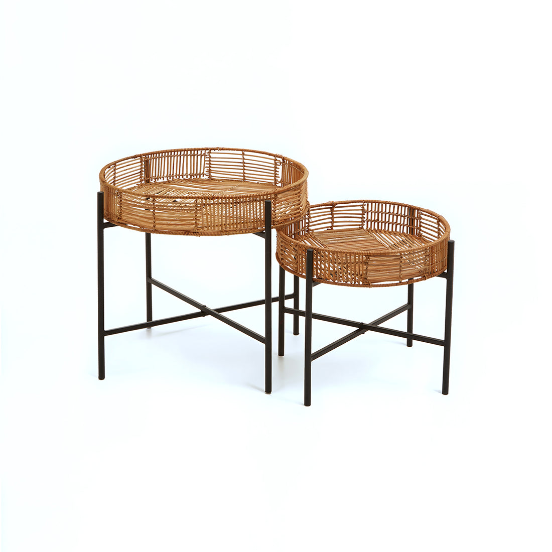 Batu Set Of 2 Natural Rattan Side Tables