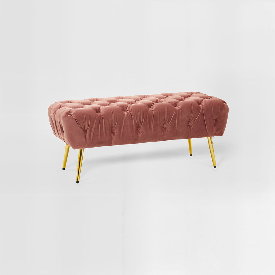 Tamra Dusty Pink Velvet Bench with Gold Legs