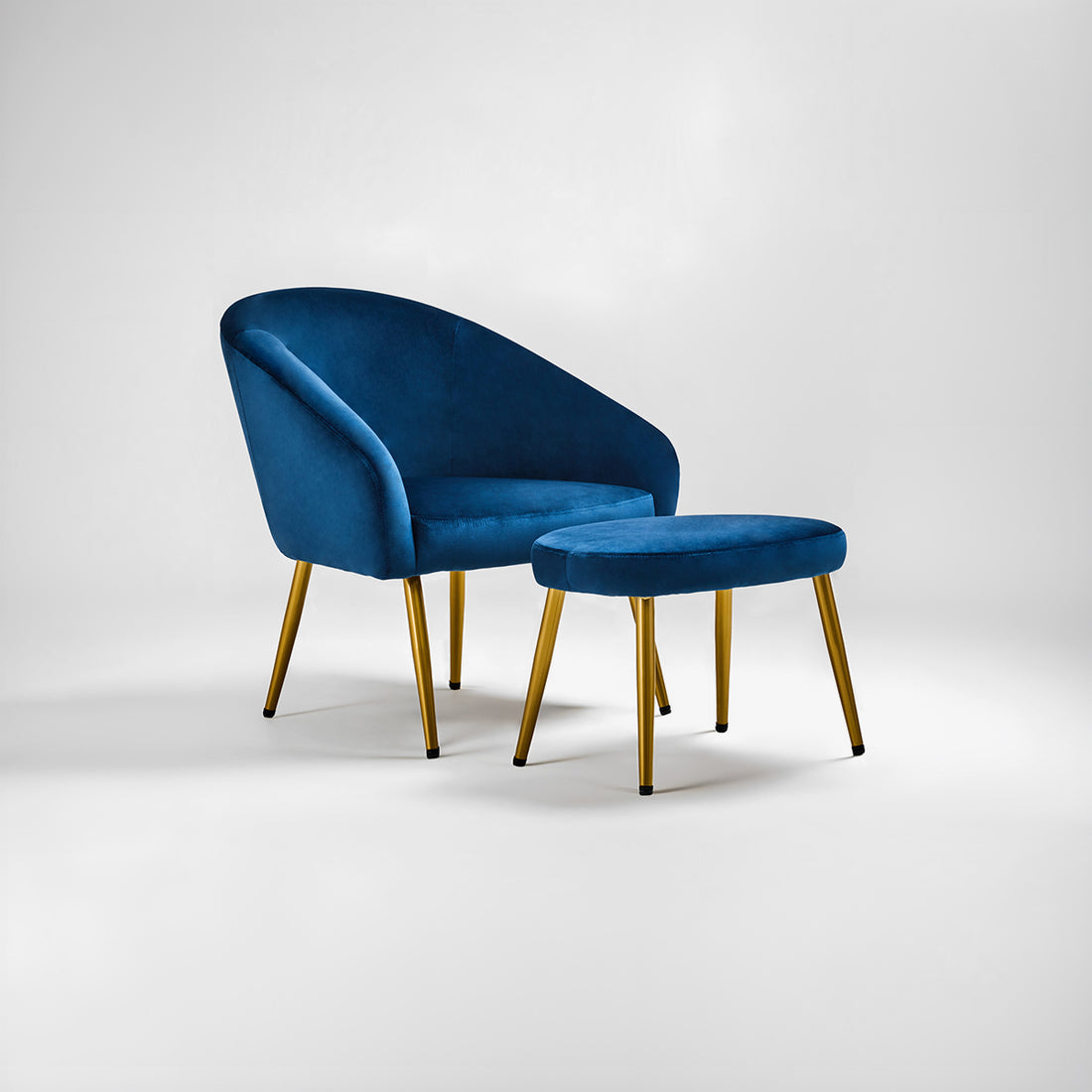 Yasmeen Midnight Blue Chair And Footstool