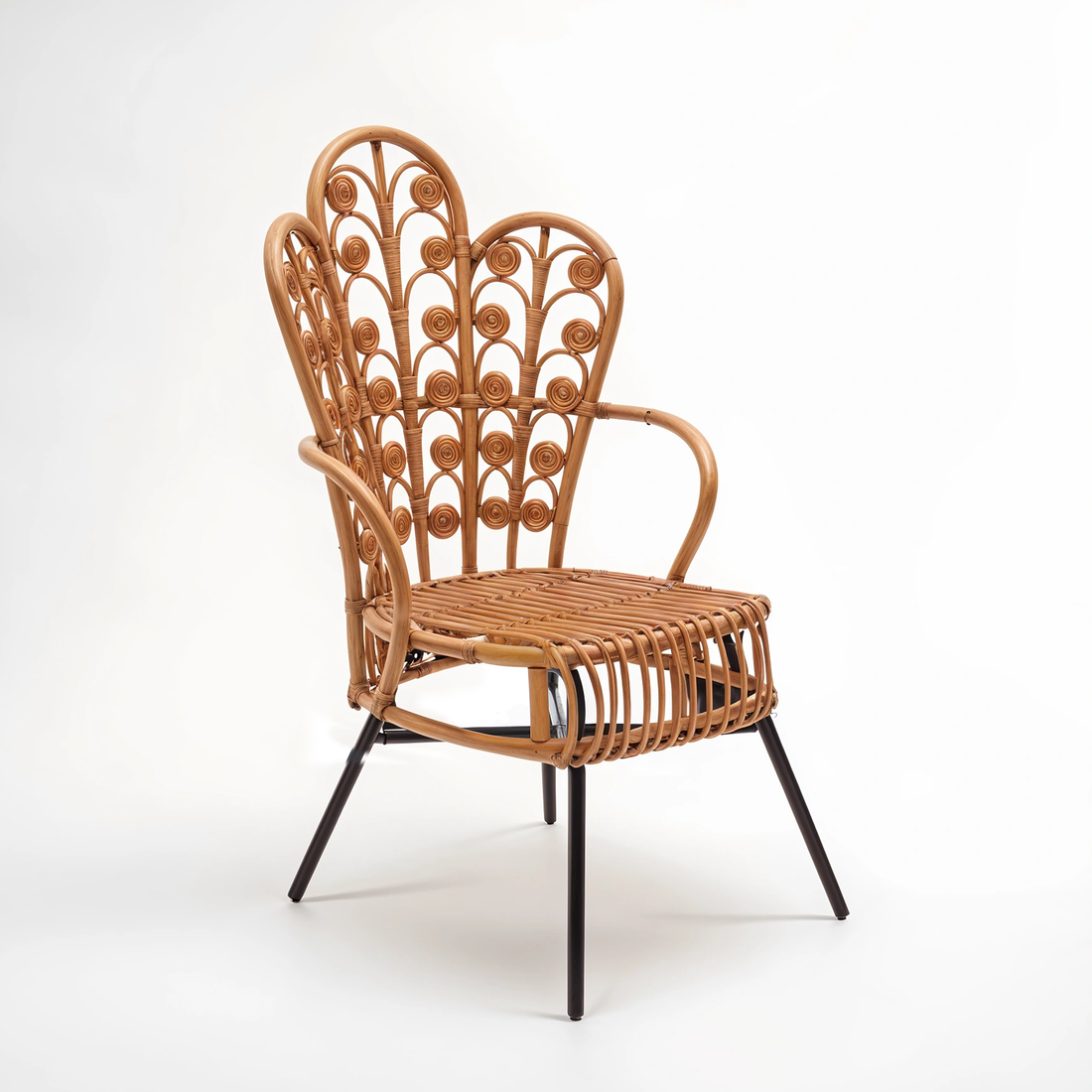 Java Natural Rattan Scalloped Back Chair