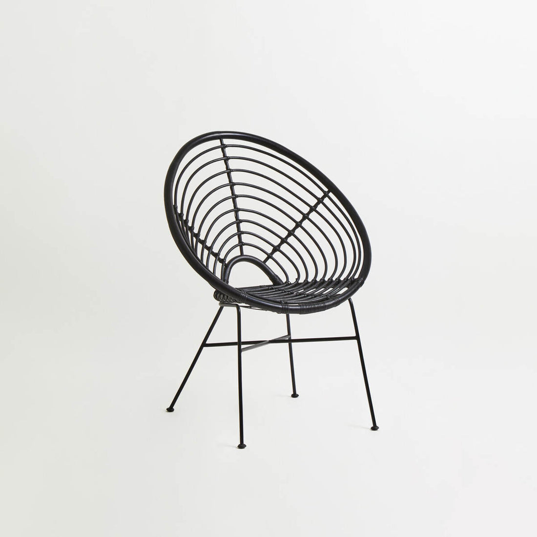 Java Black Natural Rattan Round Chair